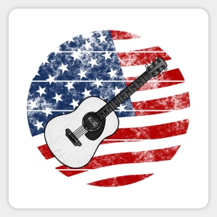 Acoustic Guitar USA Flag Guitarist Musician 4th July Sticker